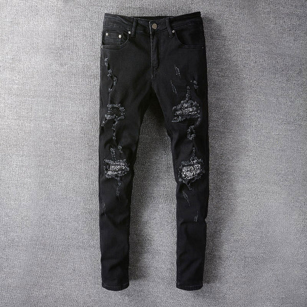 Black Flower Jeans