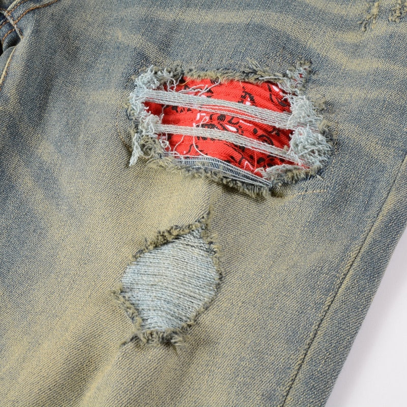 Red Patch Flower Jeans