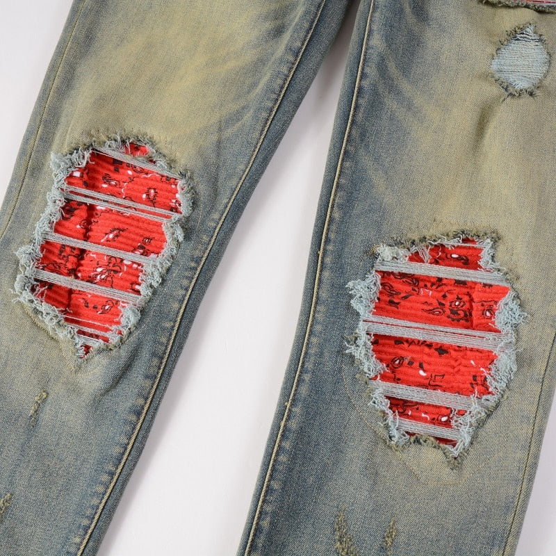 Red Patch Flower Jeans